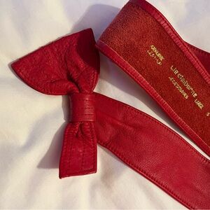 Liz Claiborne Red Leather Bow Belt